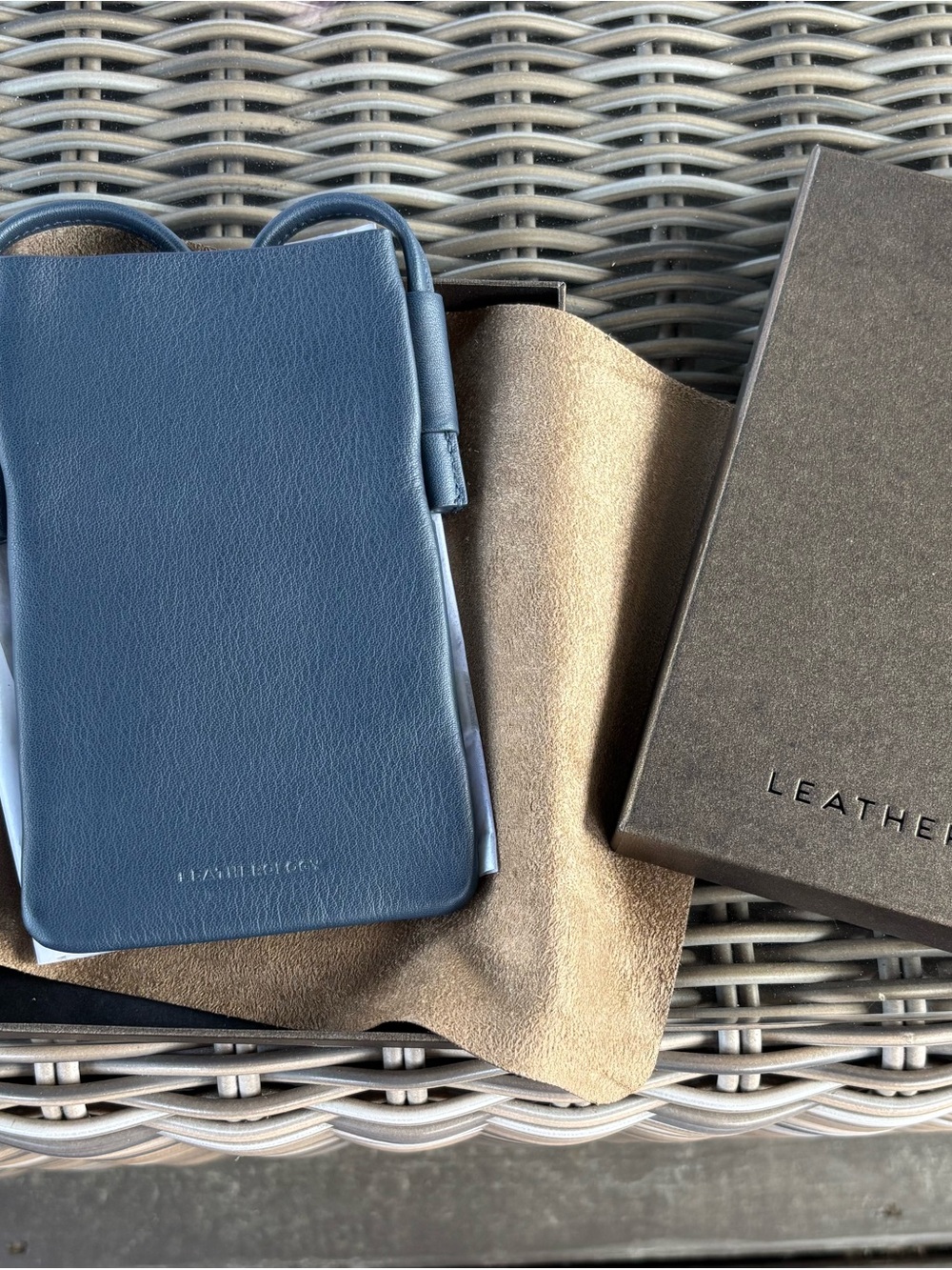 Leatherology Leather Phone Crossbody Bag | Slate Blue | NWT